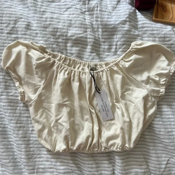 Na Nin Stella Raw Silk Crop Top Cream - Picture 6 of 9